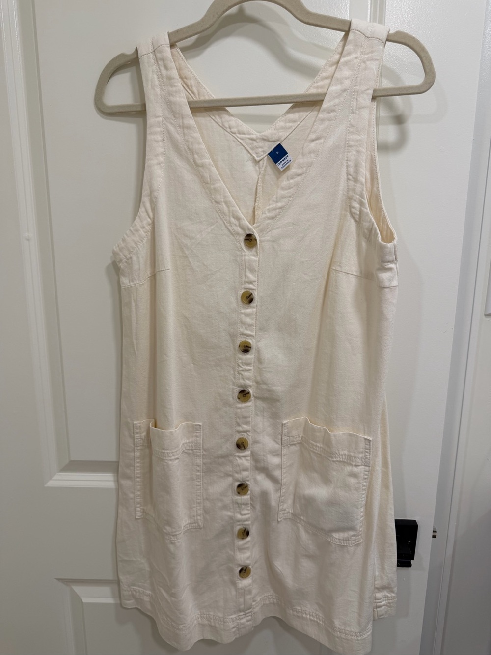 Old Navy Cream Button-Front Midi Dress